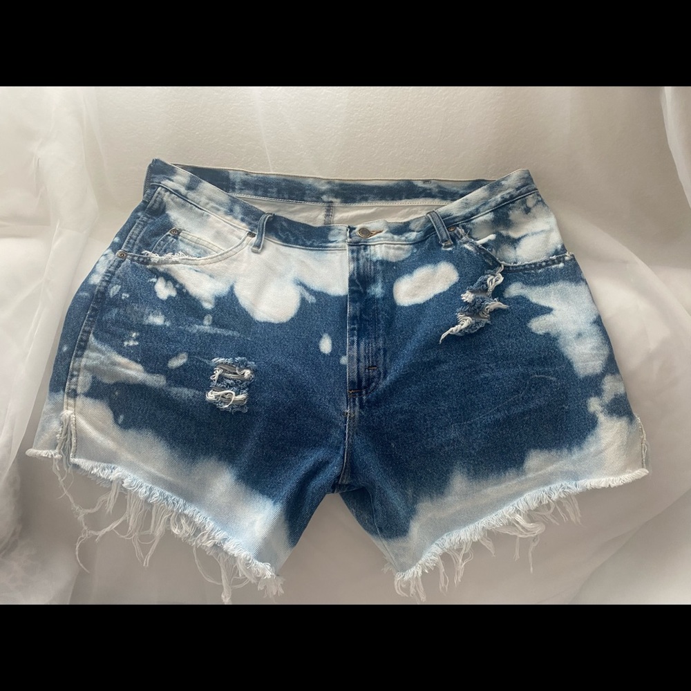 Wrangler jean distressed shorts (size 40 in means. Fit like a 16)